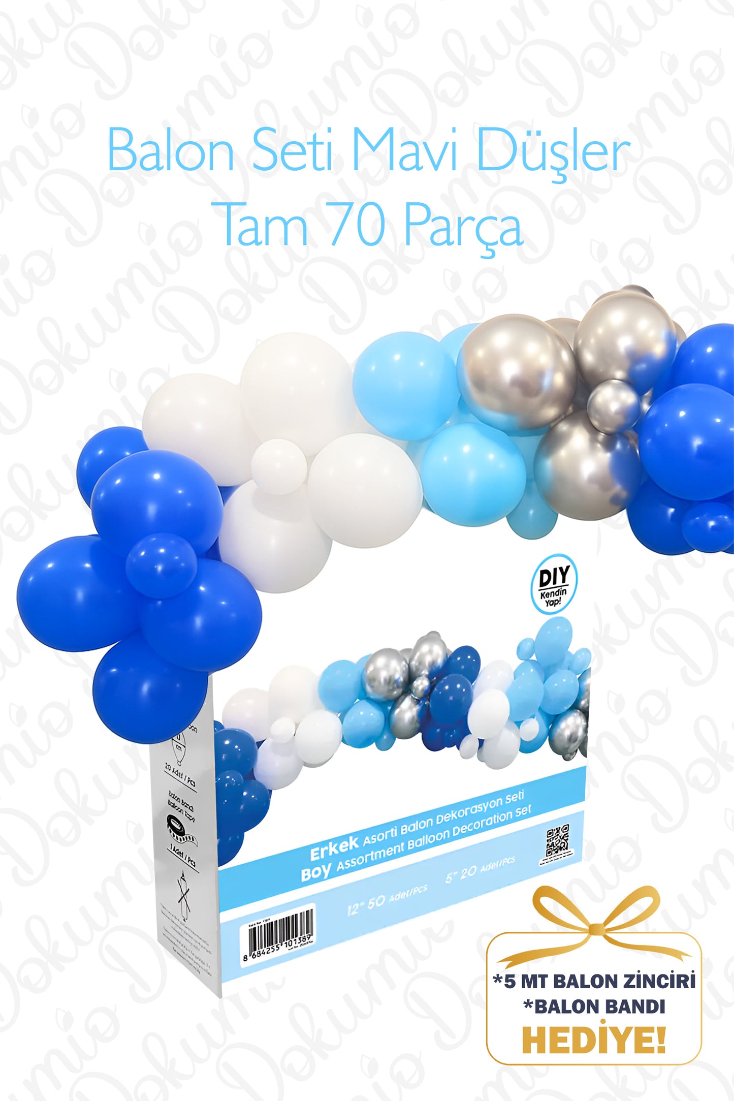 Mavi Düşler Temalı Balon Seti – 70 Parça | Balon Zinciri ve Balon Bandı Hediye 🎁 (BAL-14)