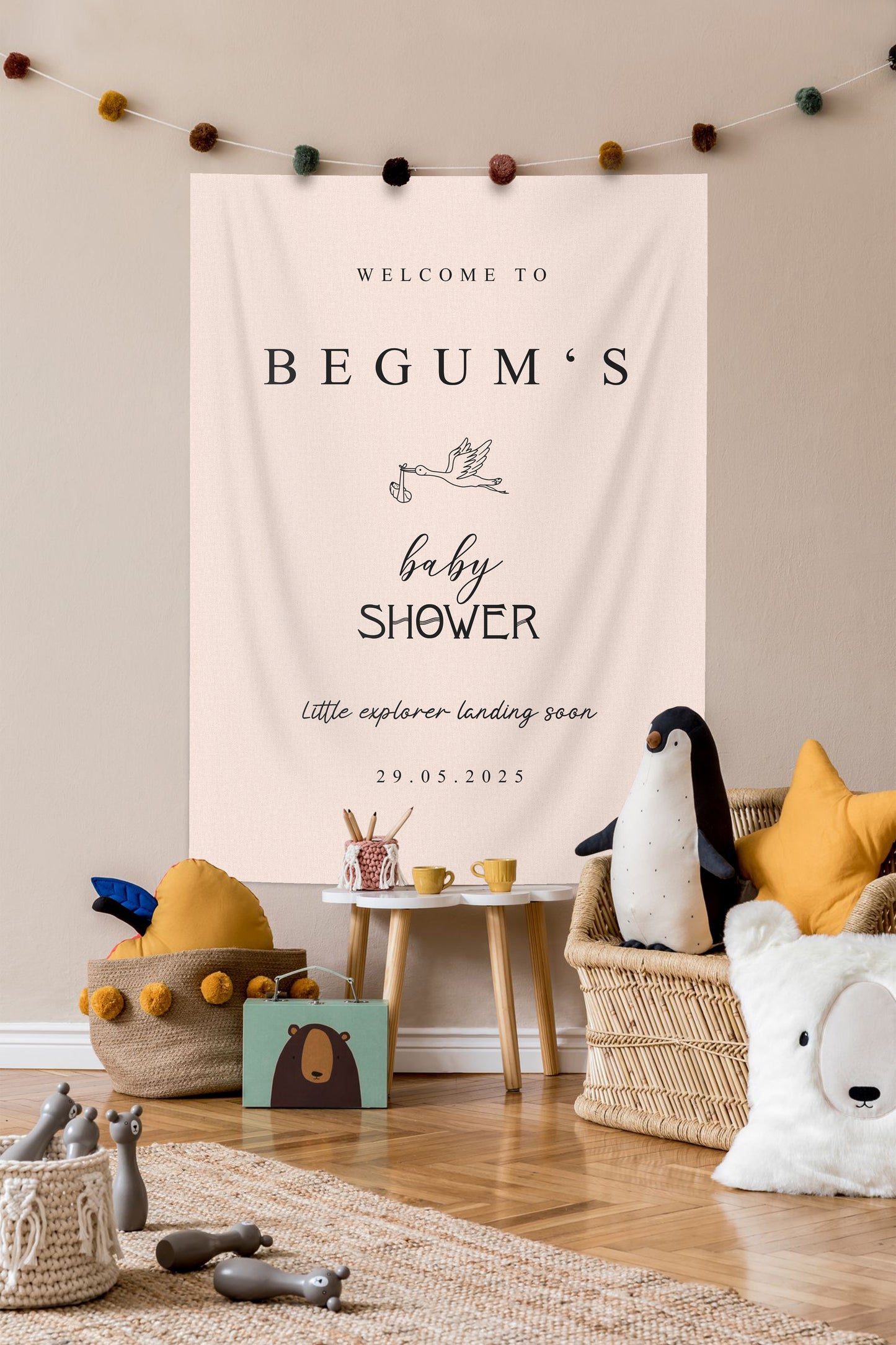 Kişiselleştirilebilir Baby Shower Günü Örtüsü (#60)