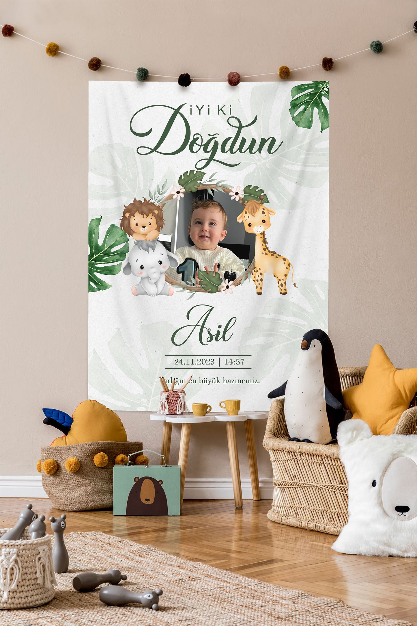 Kişiye Özel Fotoğraflı Doğum Günü Duvar Örtüsü (#22)