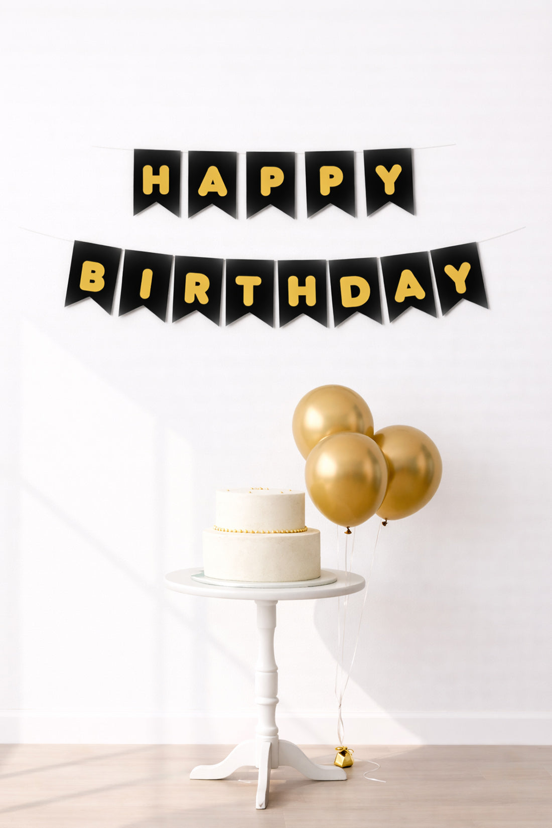 Siyah/Altın Happy Birthday Karton Flama (#FL007)