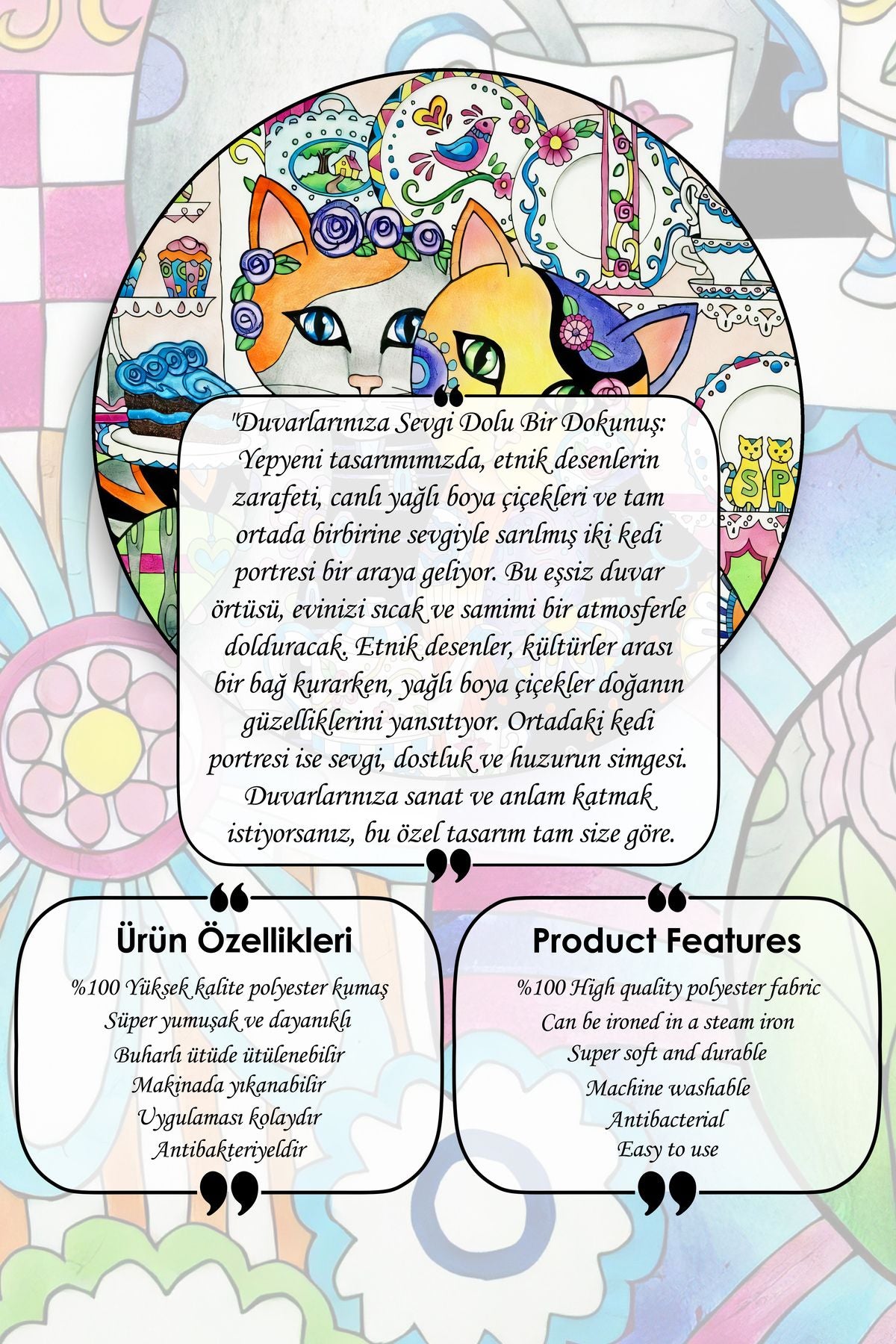 Sanatın Büyüsü, Etnik Desenler, Yağlı Boya Çiçekler ve Sevgi Dolu Kediler