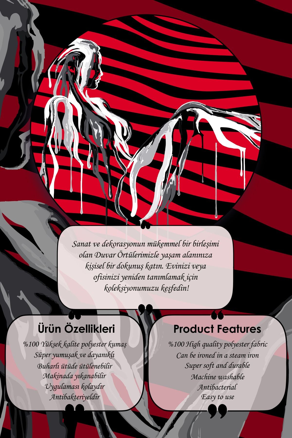 Zebra Çizgileriyle Dans Eden Ruh: Oturan Kadın Silüeti (Kırmızı)
