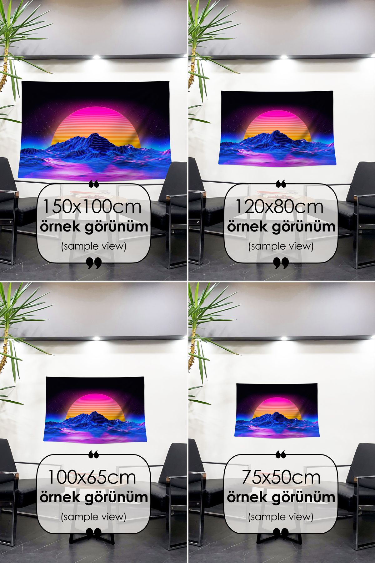 Modern Dağ Manzarası Fütüristik Gün Batımı