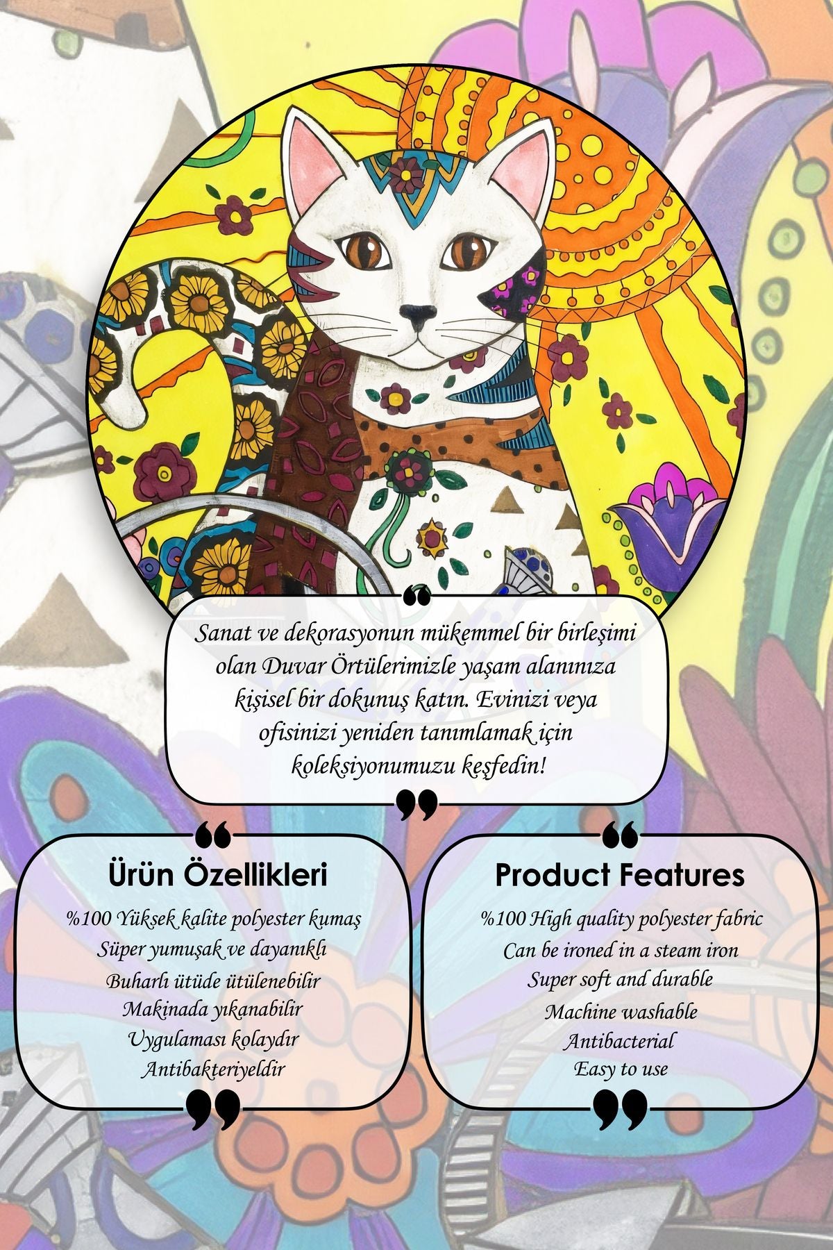 Doğanın Büyüsü: Etnik Desenler ve Kedi Portresi