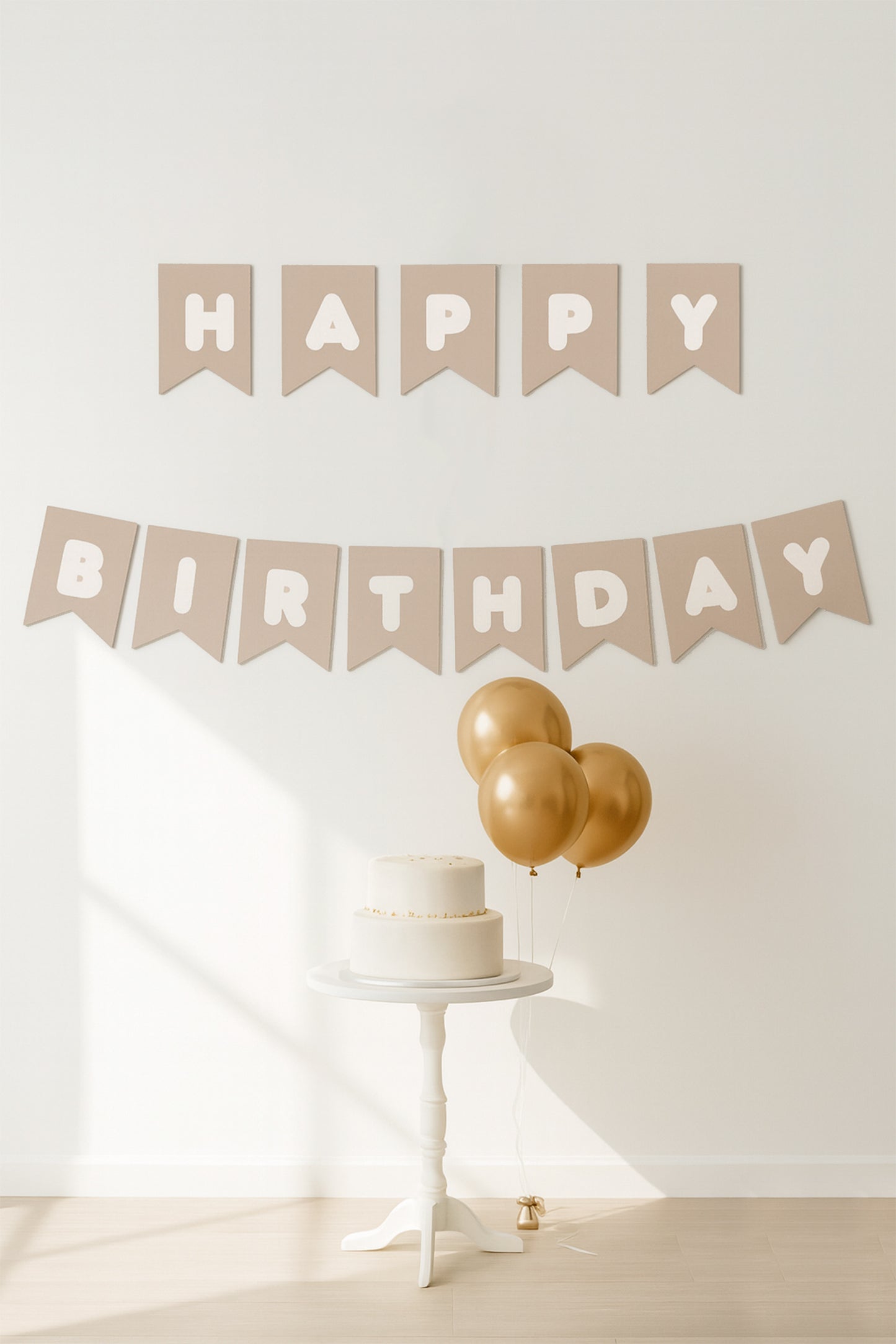 Deniz Kumu/Beyaz Happy Birthday Karton Flama (#FL001)