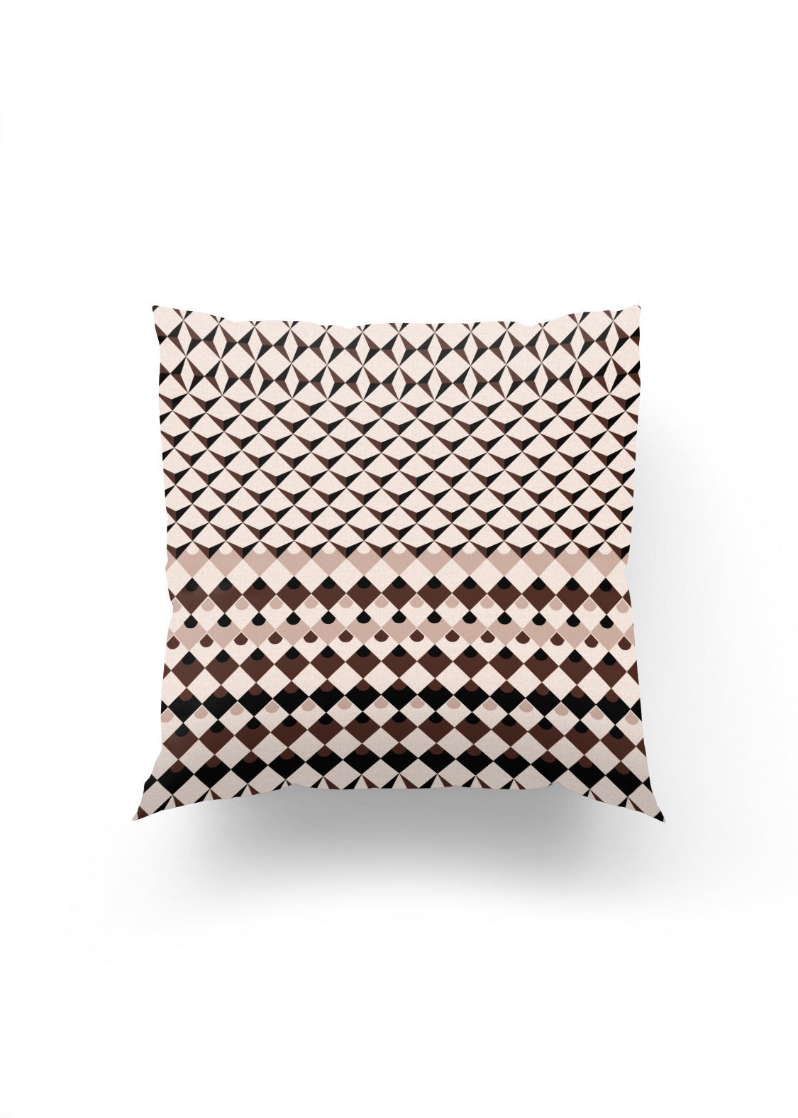 Retro Geometrinin Cazibesi – Bej, Kahverengi ve Siyah Tonlarında Şık Kırlent Kılıfı