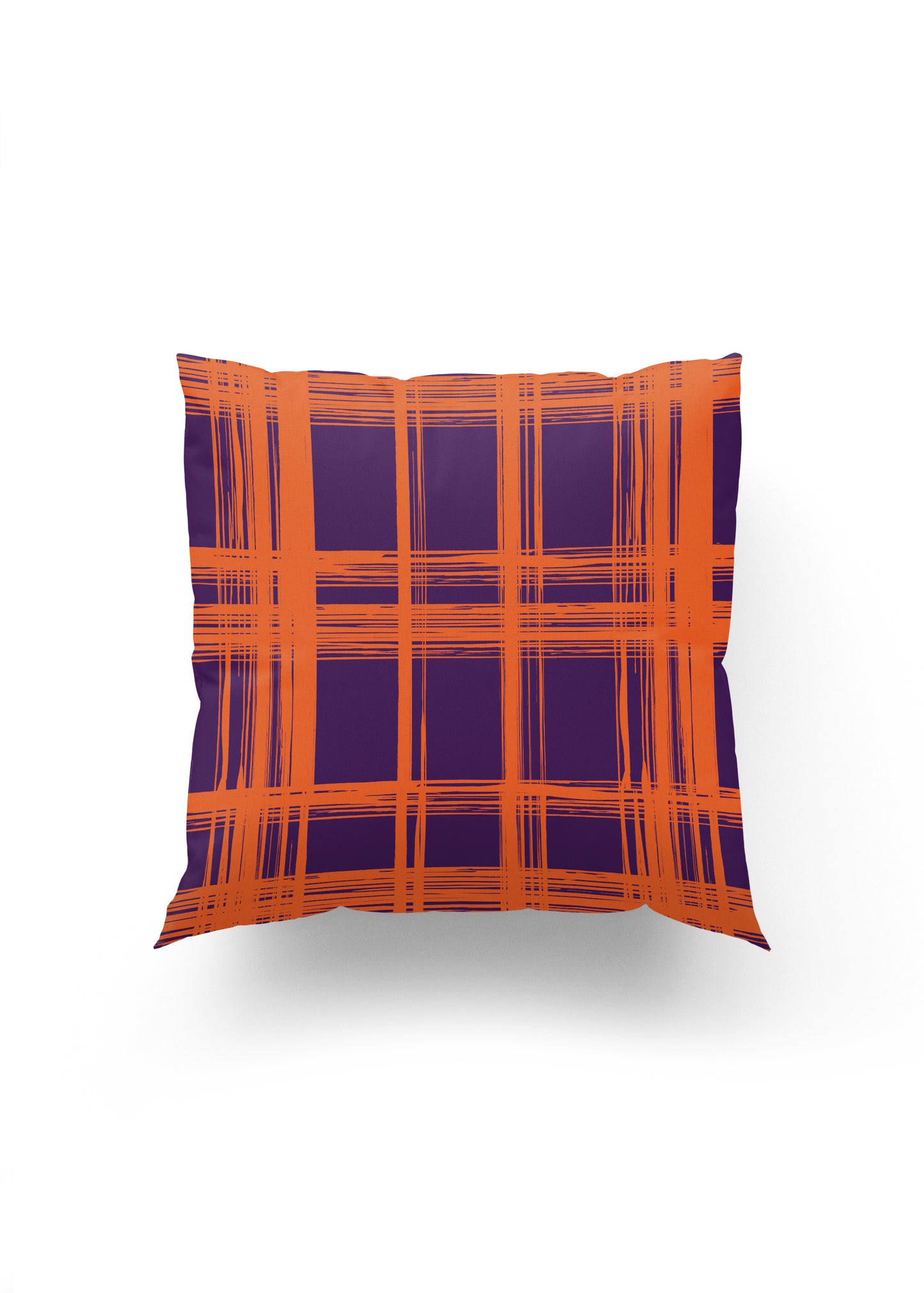 Contemporary Plaid – Sanat Dokunuşlu Mor & Turuncu Kırlent Kılıfı