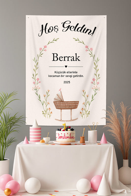 Kişiselleştirilebilir Baby Shower Günü Örtüsü (#262)