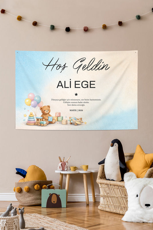Kişiselleştirilebilir Baby Shower Günü Örtüsü (#195)