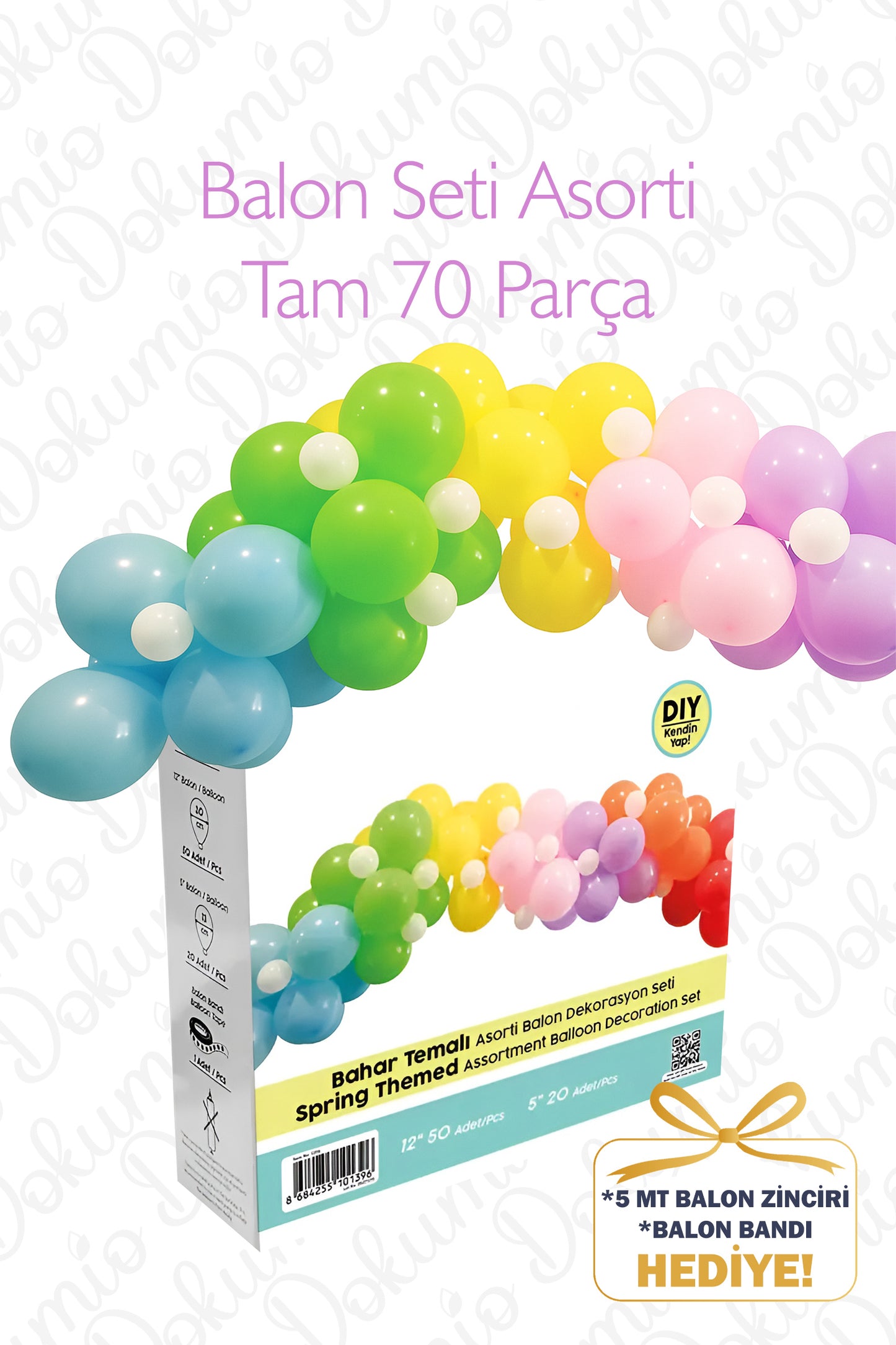 Bahar Temalı Asorti Balon Seti – 70 Parça | Balon Zinciri ve Balon Bandı Hediye 🎁 (BAL-11)