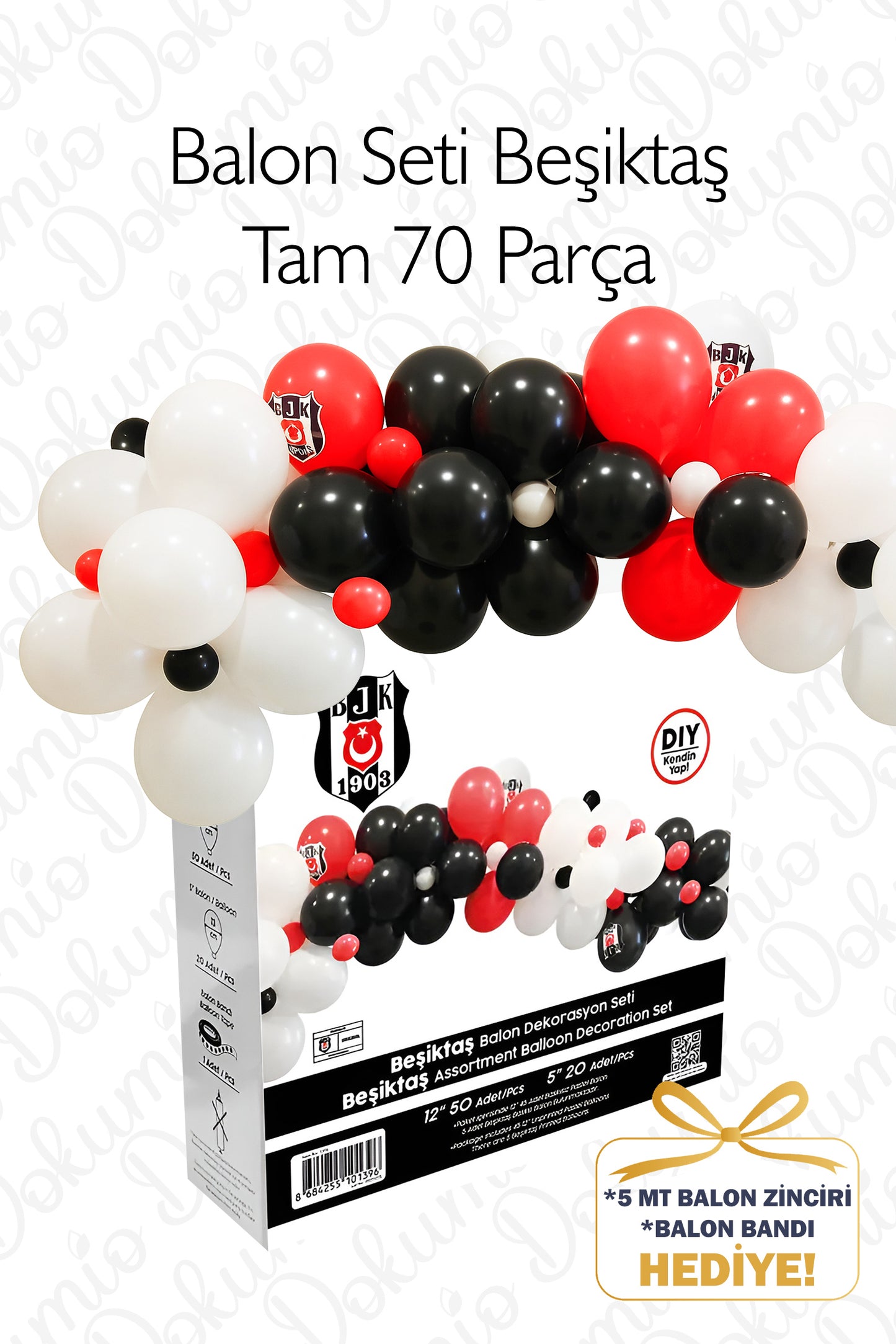 Beşiktaş Temalı Balon Seti – 70 Parça | Balon Zinciri ve Balon Bandı Hediye 🎁 (BAL-12)