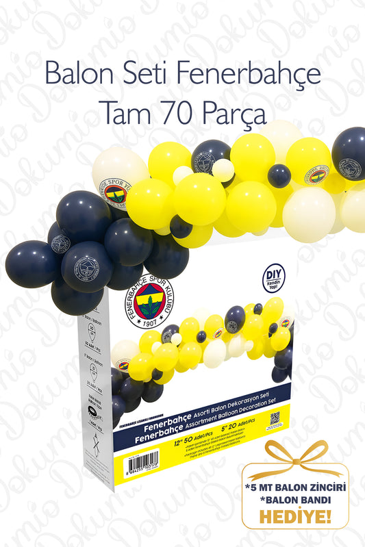 Fenerbahçe Temalı Balon Seti – 70 Parça | Balon Zinciri ve Balon Bandı Hediye 🎁 (BAL-15)