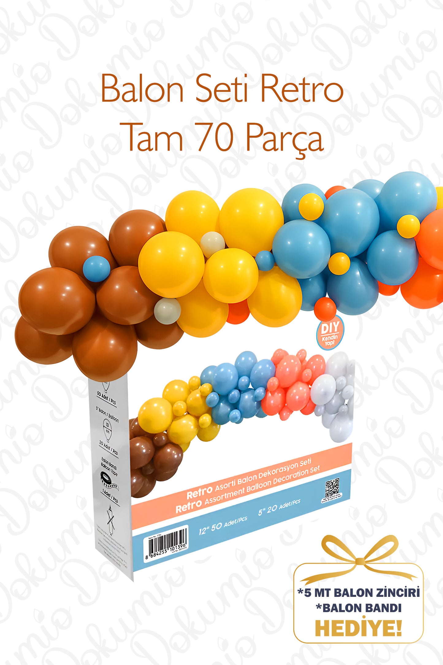 Retro Temalı Balon Seti – 70 Parça | Balon Zinciri ve Balon Bandı Hediye 🎁 (BAL-18)