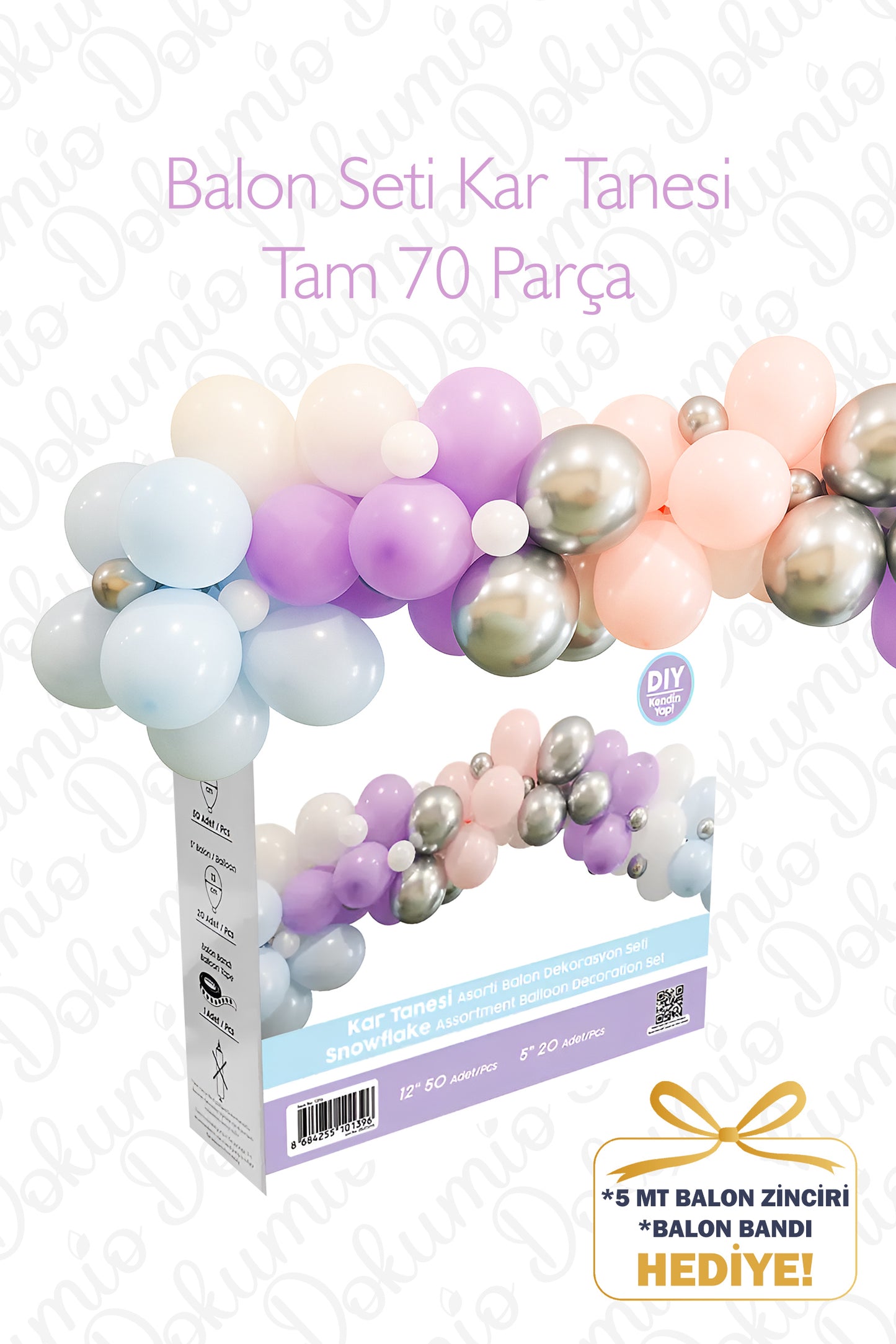 Kar Tanesi Temalı Balon Seti – 70 Parça | Balon Zinciri ve Balon Bandı Hediye 🎁 (BAL-24)