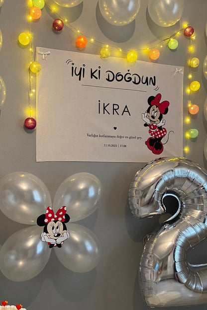 Minnie Mouse Temalı Kişiselleştirilebilir Doğum Günü Örtüsü (#89)