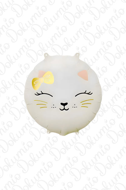 Yuvarlak Retro Beyaz Kedi Folyo Balon (#126)