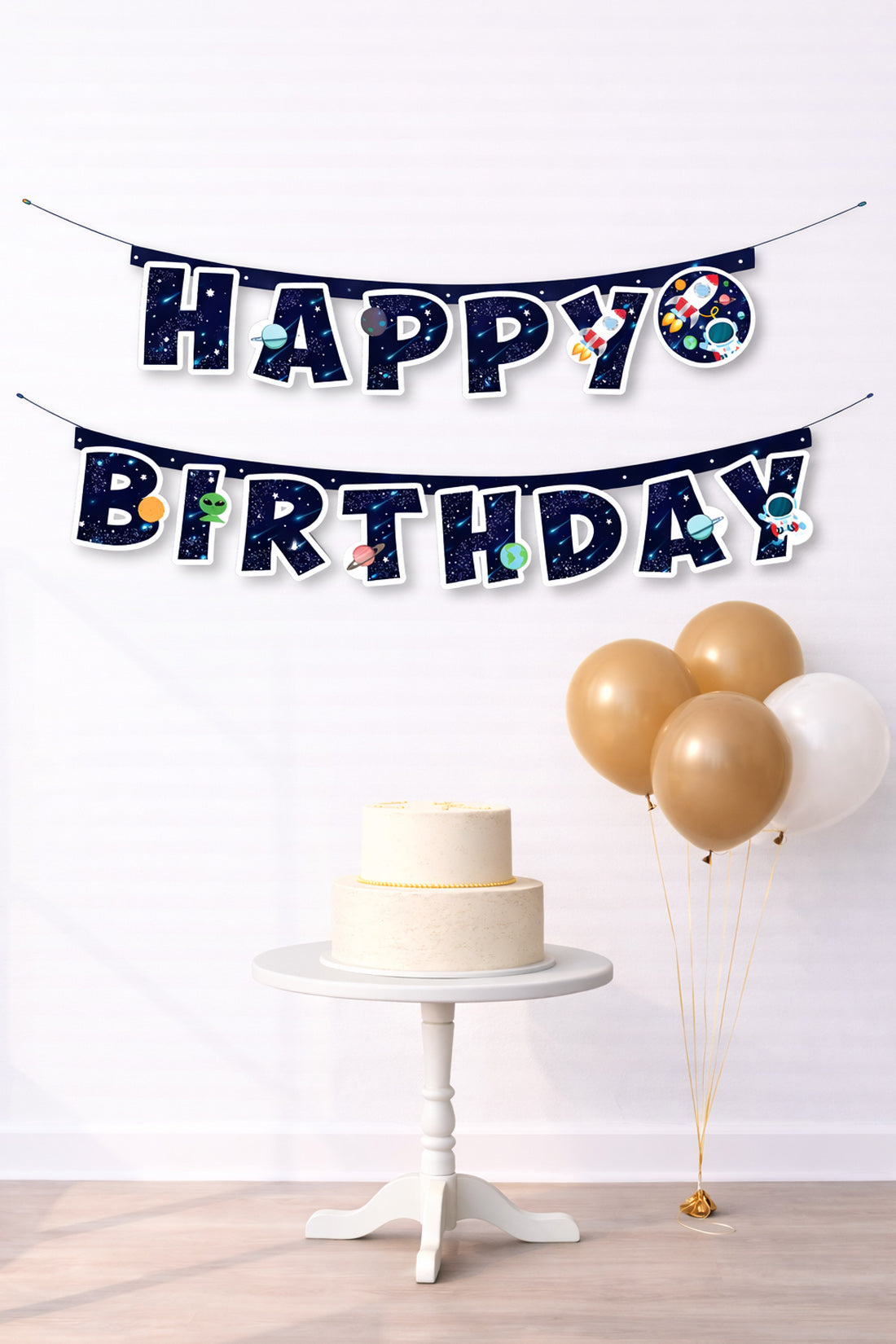 Kozmik Galaksi Astronot Happy Birthday Karton Flama (#FL025)