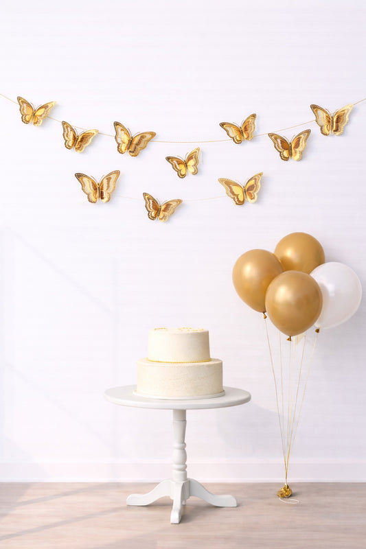 Kelebek Dekoratif Çift Yüz Altın Süs (#FL030)