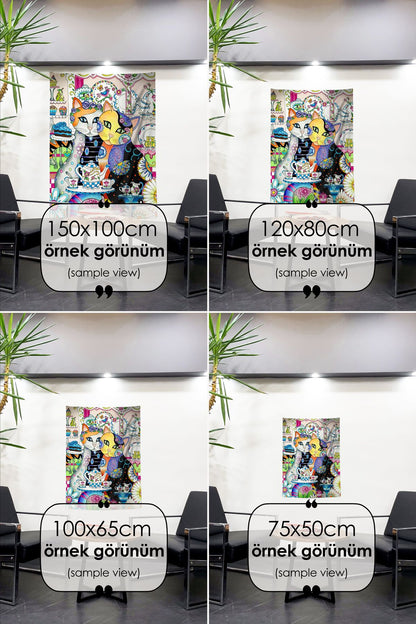 Sanatın Büyüsü, Etnik Desenler, Yağlı Boya Çiçekler ve Sevgi Dolu Kediler